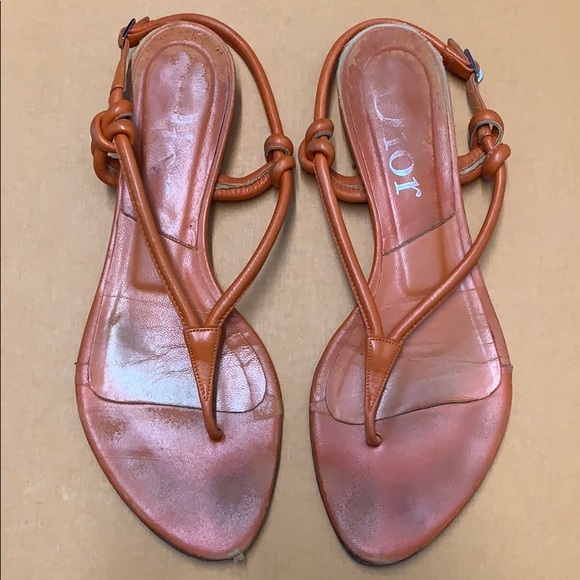 Christian Dior Flat Orange Sandals - Picture 1 of 8